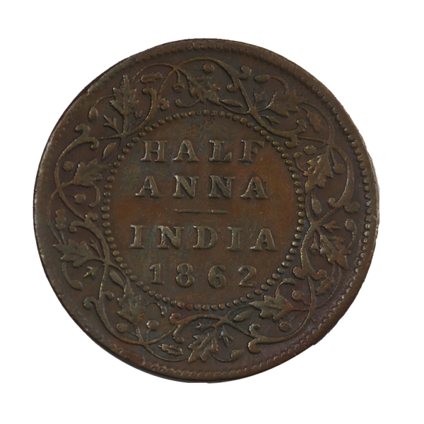 Queen Victoria 1862 Half Anna Coin